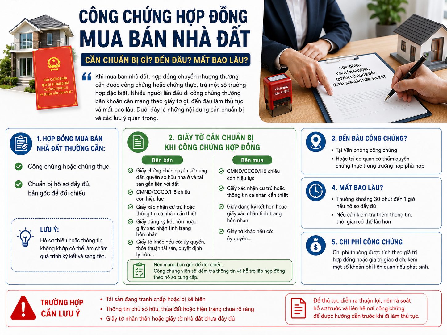 Công chứng hợp đồng mua bán nhà đất: cần mang những gì